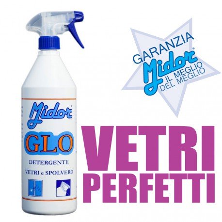 Detersivo per vetri GLO 1000ml, detergente per specchi e superfici  trasparenti, azione sgrassante, no aloni - Midor : : Commercio,  Industria e Scienza