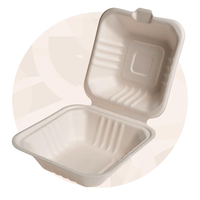 USOB003 -- 000 (7174) Contenitore pasto+coperchio pezzi 50 ml 400ml 15,2x15,2x8 polpa di cellulosa - immagine 1