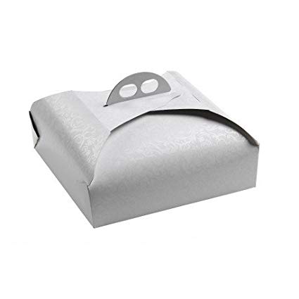 CARTSP41DB -- 000 (2434) Scatole Porta torta 41x41x7 pezzi 25 Damascato bianco - immagine 1