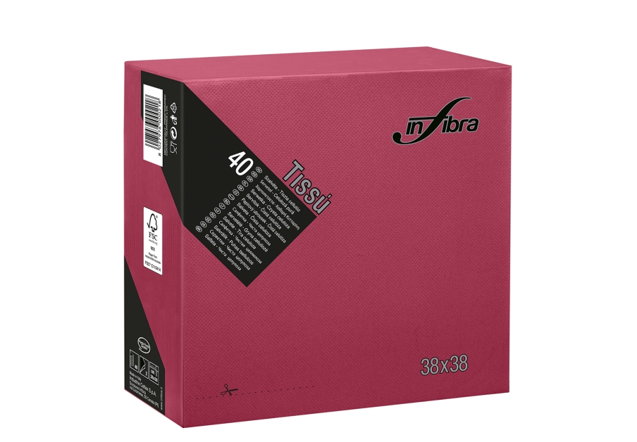 CELTE0463 -- 000 (2852) Tovaglioli 38X38 TISSU' Bordeaux 40 pezzi 2 Veli - immagine 1