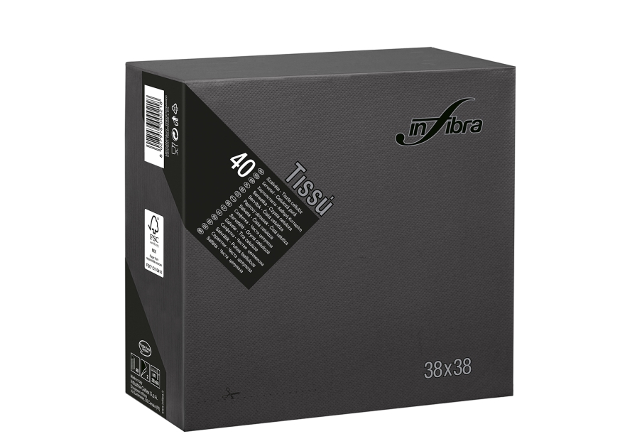 CELTE0464 -- 000 (2858) Tovaglioli 38X38 TISSU' Nero 40 pezzi 2 Veli - immagine 1