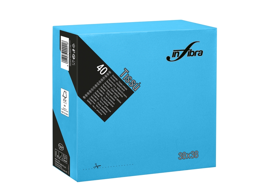 CELTEX11I-0831 -- 000 (2861) Tovaglioli 38X38 TISSU' Turchese 40 pezzi 2 Veli - immagine 1