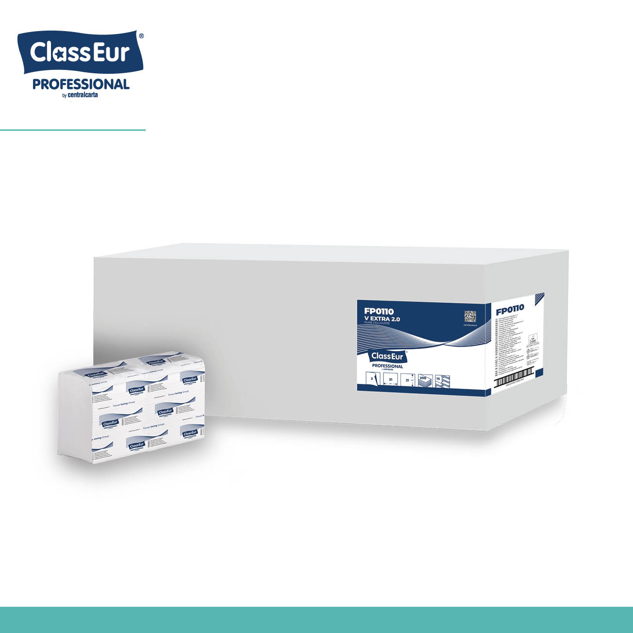CENTFP0110-02 -- 000 (8568) Asciugamani a V ClassEur Extra 2.0 pezzi 200x15 confezioni - immagine 1