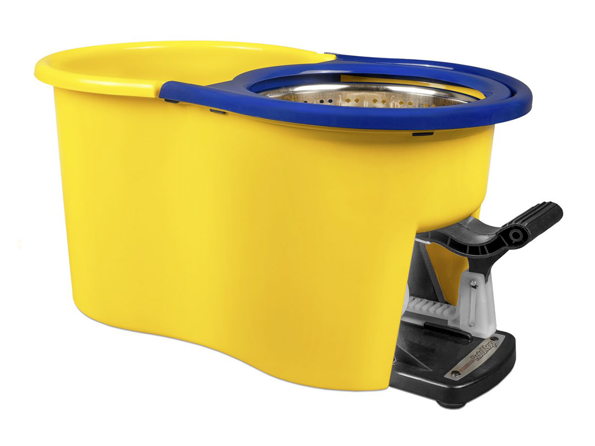 ORL503286 -- 000 (8438) Rotomop kit secchio + 2 moci con frange microfibra, centrifuga 100% acciaio inox - immagine 1