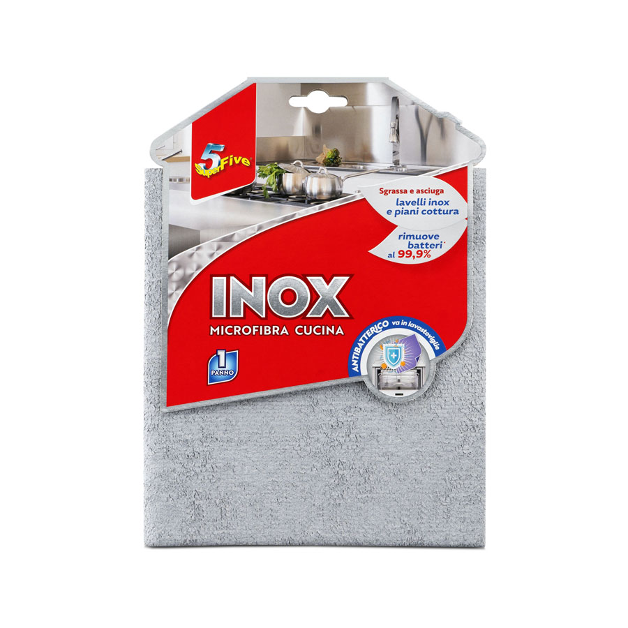 ORL503288 -- 000 (8439) Panno inox grigio 32x40 pezzi 10 -microfibra coagulata per acciaio e cromature - immagine 1