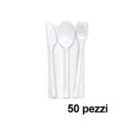 Tris Posate Bio con tovagliolo 2 veli pezzi 50