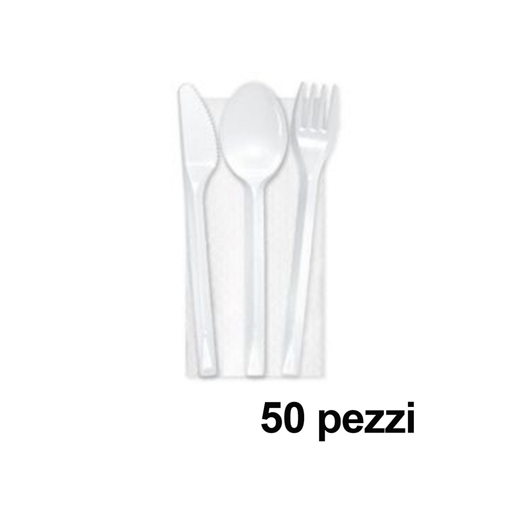 tris bio Tris Posate Bio con tovagliolo 2 veli pezzi 50 - immagine 1