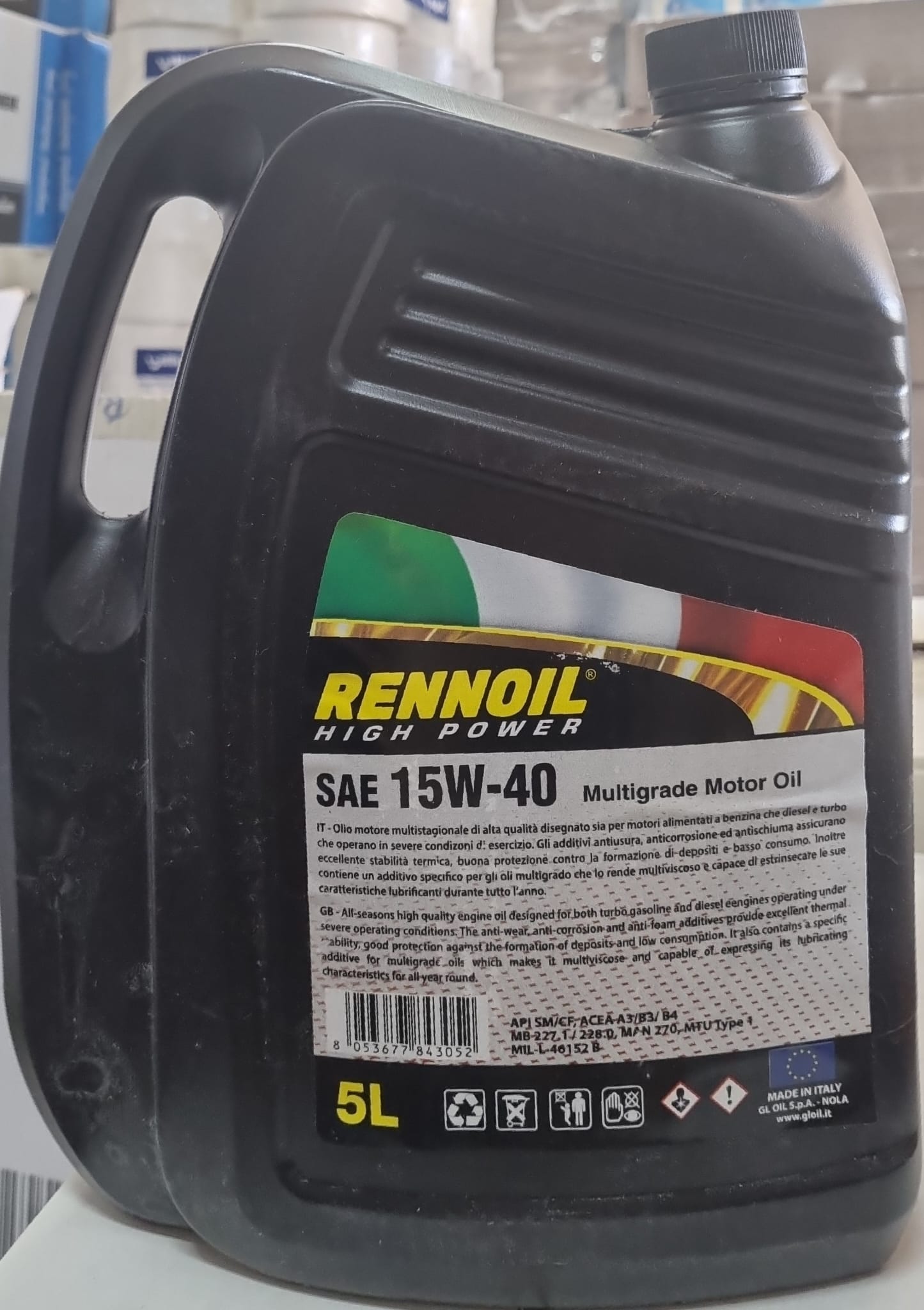 GLOIL715405 -- 000 (1741) Olio Rennoil High Power 15W40 lt 5 - immagine 1
