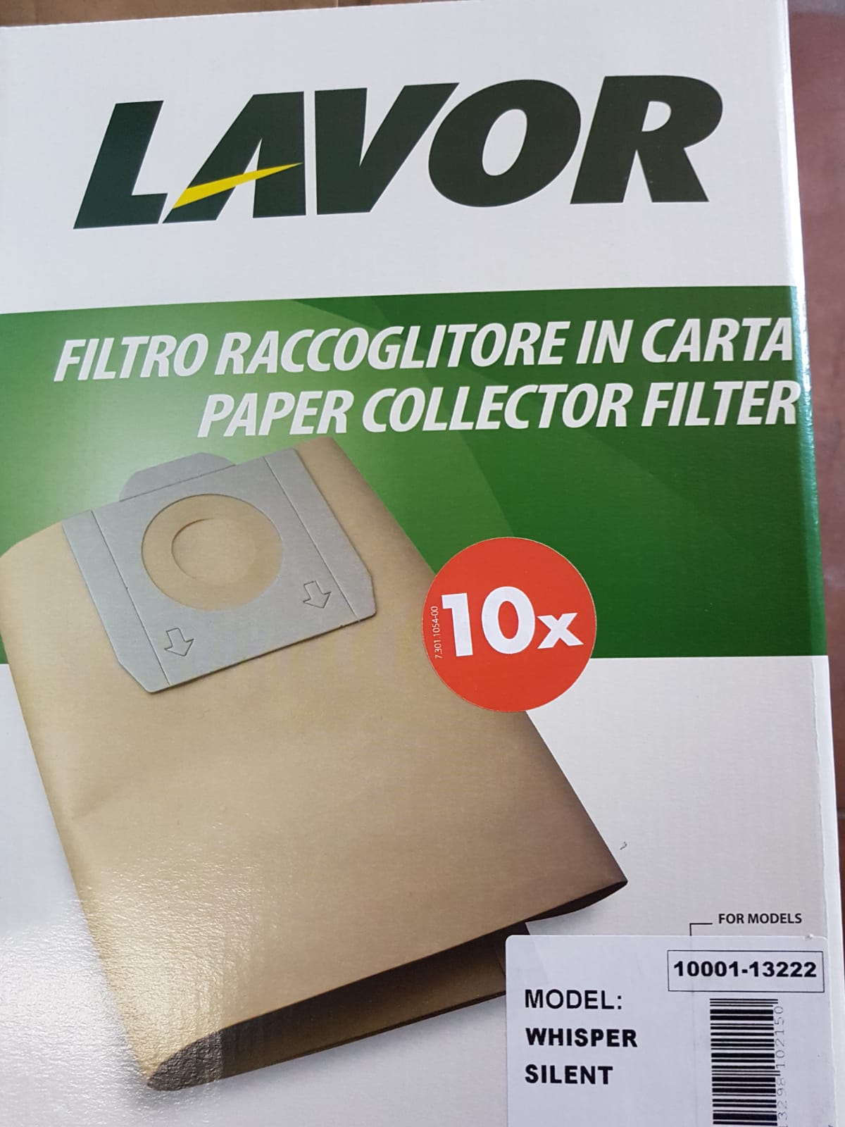 LAV10001-13222 -- 000 (1135) Filtro Carta per aspiratore pezzi 10
( per Silent/Whisper) - immagine 1